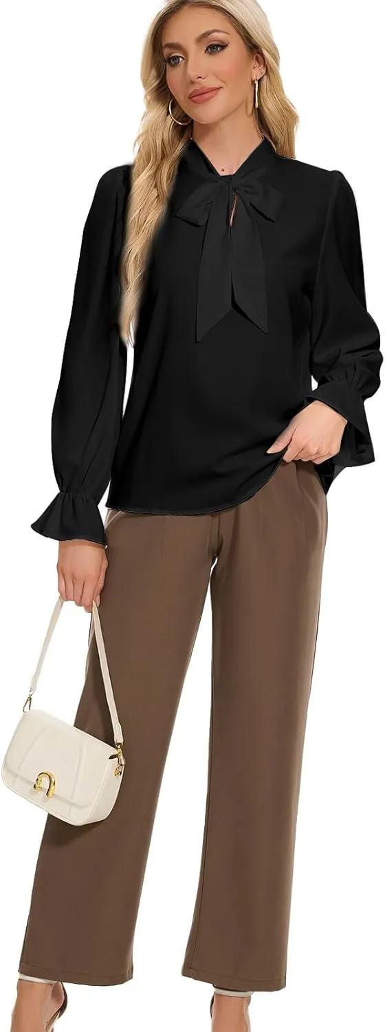 VIPONES Blouses for Women, Womens Dressy Casual Business Work Office Shirts Long Sleeve Tunic Tops