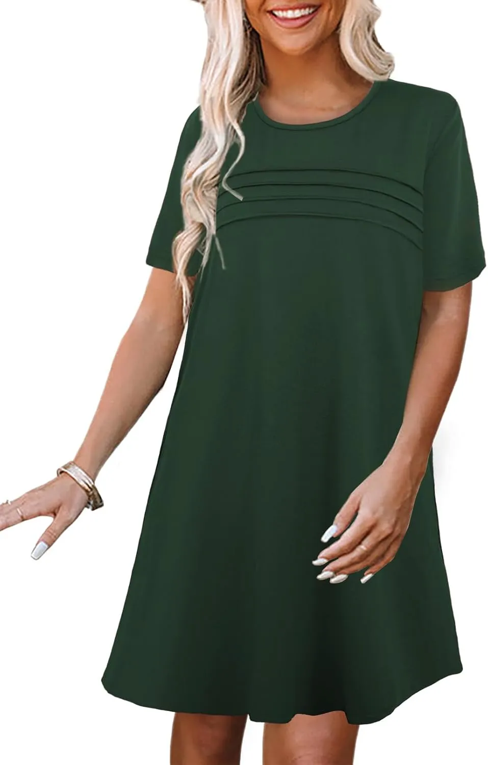 Womens Dresses Casual Short Sleeve Tunic Summer Midi Dress for Women S-XXL
