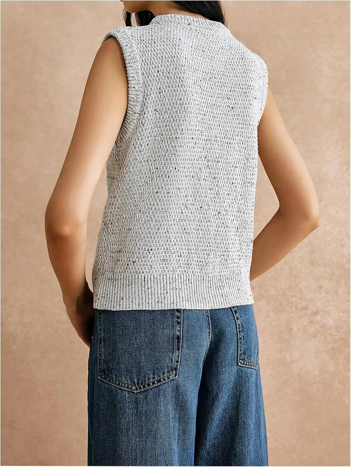 Women's V Neck Sweater Vest Button Down Sleeveless Vest Cardigan Casual Knit Vest