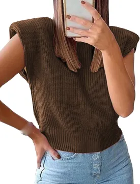 xxxiticat Women's Cap Sleeve Sweater Vest Mock Neck Knit Pullover Tank Shirt 2025 Trendy Spring Summer Sleeveless Cute Top