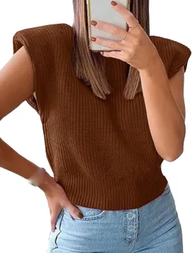 xxxiticat Women's Cap Sleeve Sweater Vest Mock Neck Knit Pullover Tank Shirt 2025 Trendy Spring Summer Sleeveless Cute Top