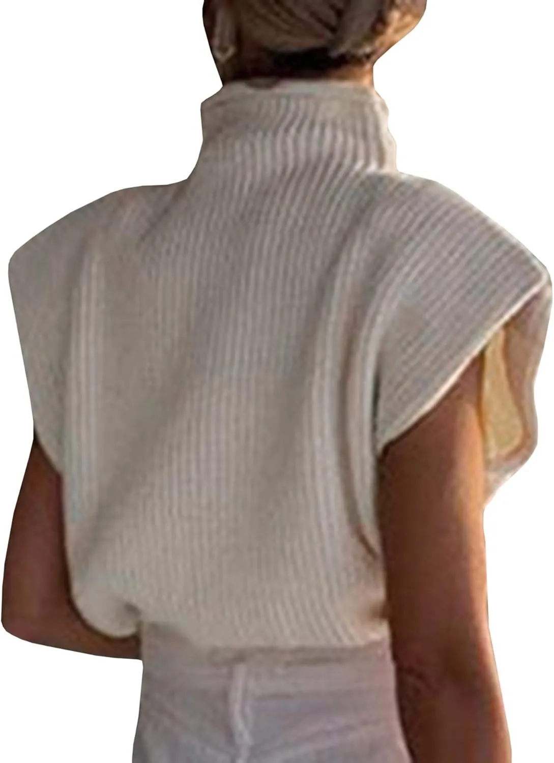 xxxiticat Women's Cap Sleeve Sweater Vest Mock Neck Knit Pullover Tank Shirt 2025 Trendy Spring Summer Sleeveless Cute Top