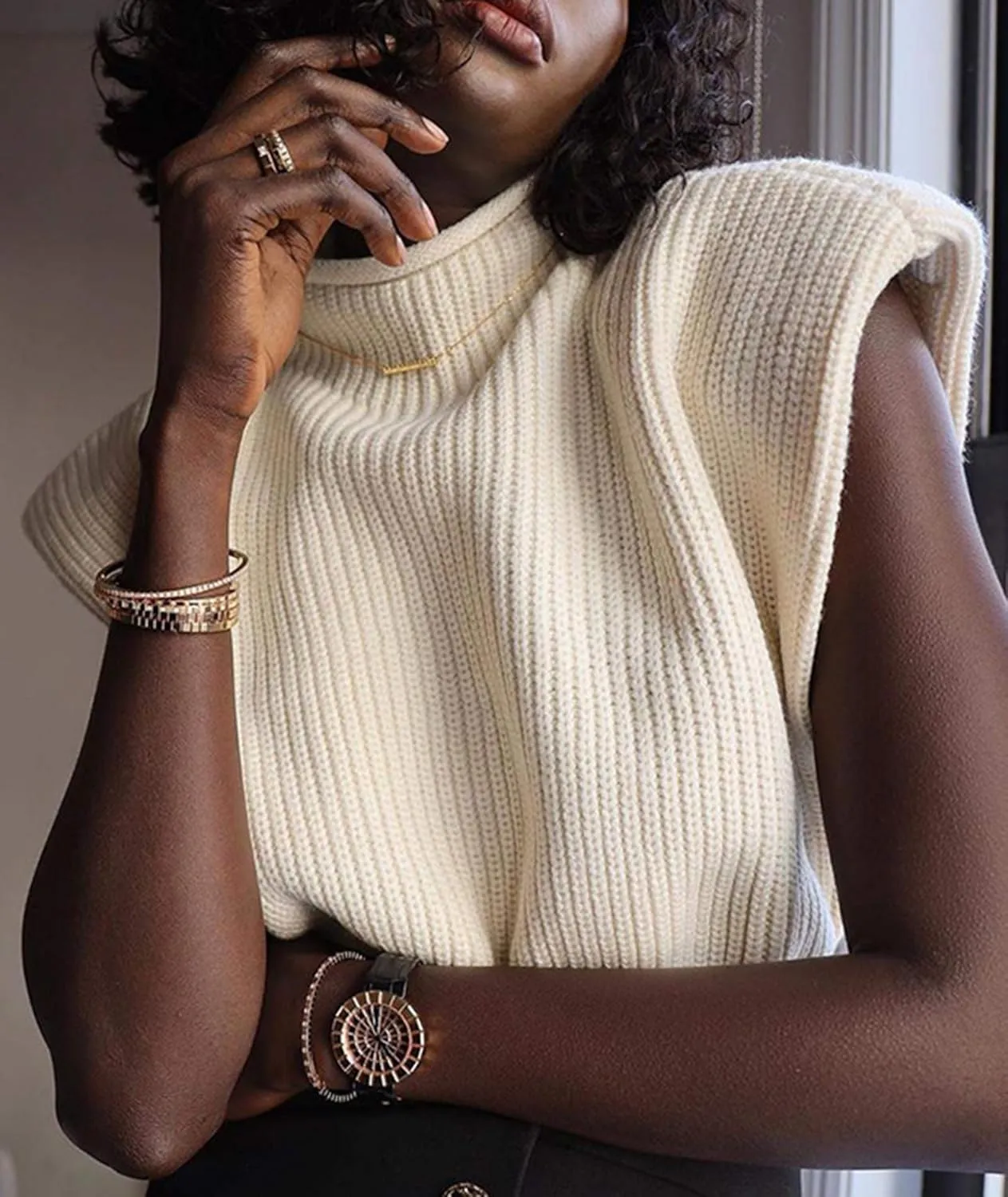 xxxiticat Women's Cap Sleeve Sweater Vest Mock Neck Knit Pullover Tank Shirt 2025 Trendy Spring Summer Sleeveless Cute Top