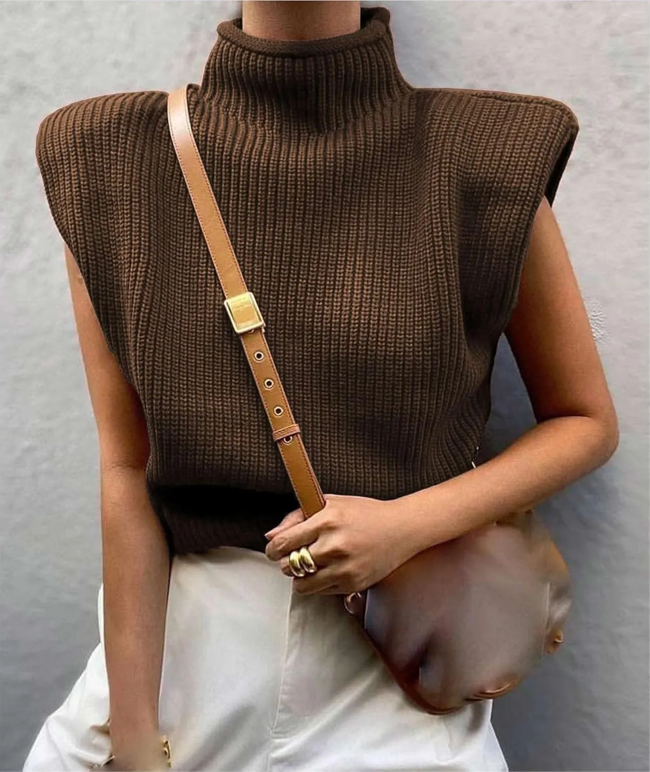 xxxiticat Women's Cap Sleeve Sweater Vest Mock Neck Knit Pullover Tank Shirt 2025 Trendy Spring Summer Sleeveless Cute Top