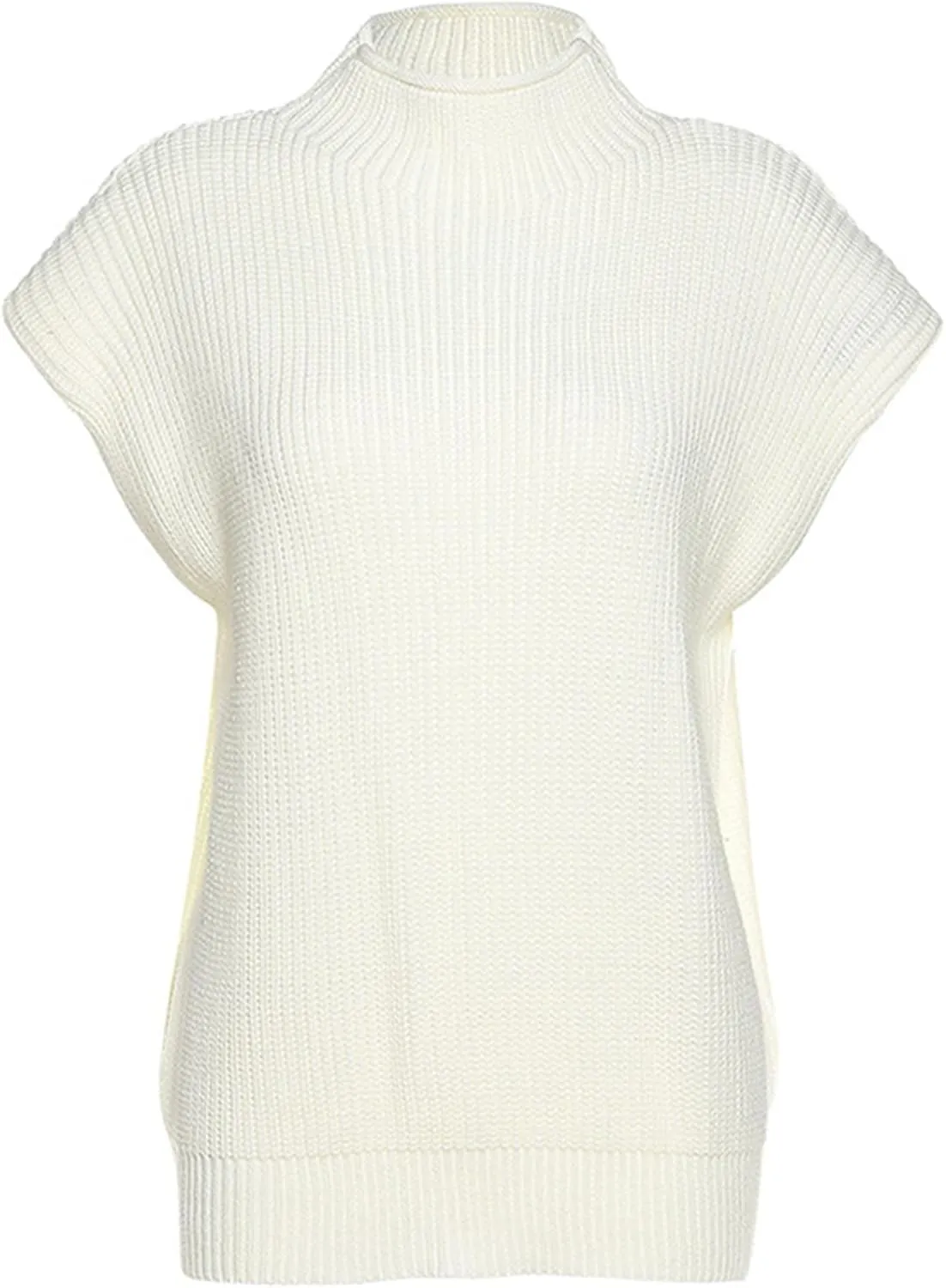 xxxiticat Women's Cap Sleeve Sweater Vest Mock Neck Knit Pullover Tank Shirt 2025 Trendy Spring Summer Sleeveless Cute Top