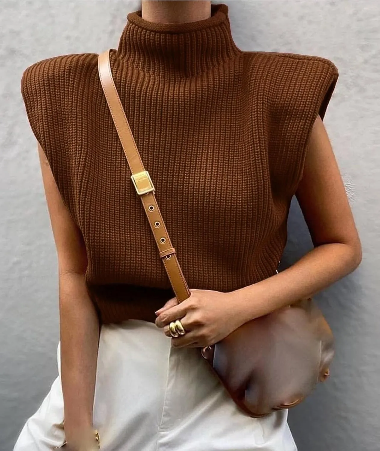 xxxiticat Women's Cap Sleeve Sweater Vest Mock Neck Knit Pullover Tank Shirt 2025 Trendy Spring Summer Sleeveless Cute Top